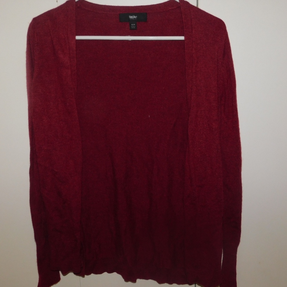 maroon cardigan
